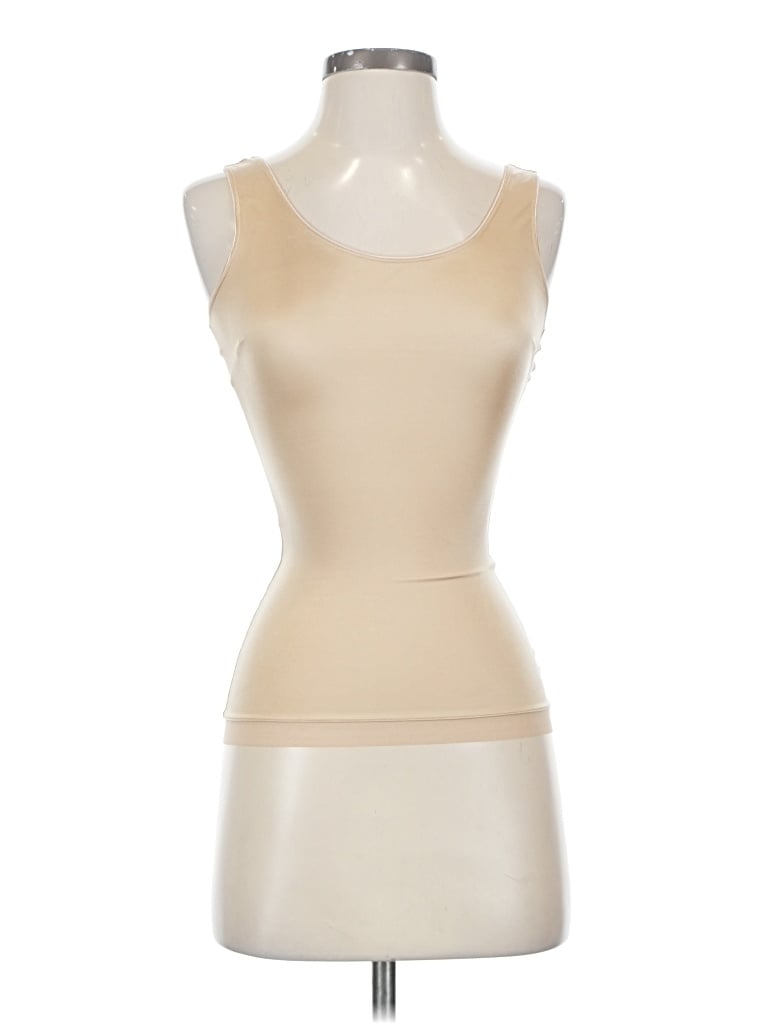 Pre-owned Spanx Sleeveless Top Ivory Scoop Neck Tops In White
