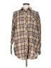Assorted Brands 100% Polyester Plaid Tan Long Sleeve Blouse Size L - photo 1
