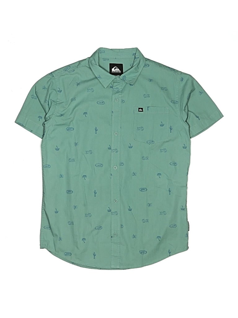 Pre-owned Quiksilver Kids' Short Sleeve Button Down Shirt In Blue