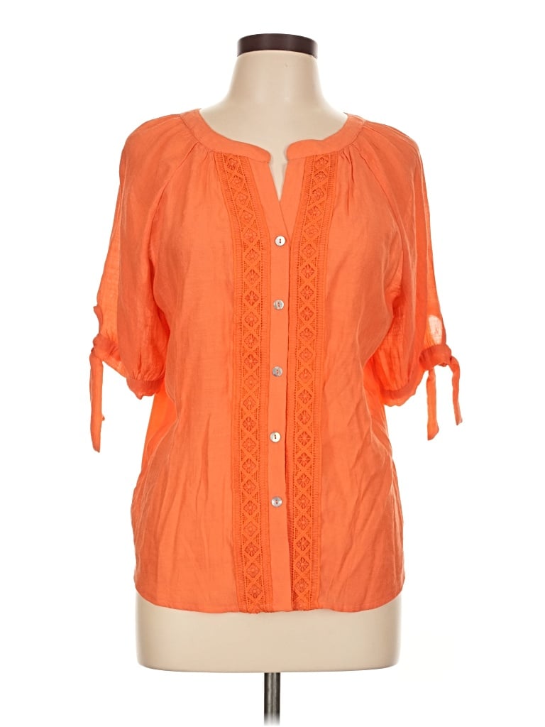Pre-owned Parallel Skies Short Sleeve Blouse In Orange