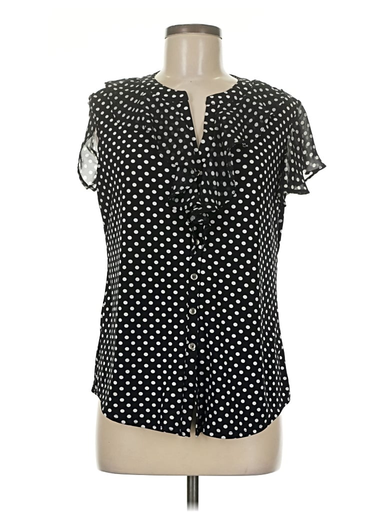 Pre-owned Perseption Concept Short Sleeve Blouse In Black