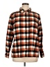 Joan Rivers Plaid Brown Long Sleeve Button-Down Shirt Size XL - photo 1