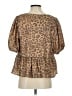 Bailey Rose 100% Polyester Animal Print Brown Short Sleeve Blouse Size S - photo 2
