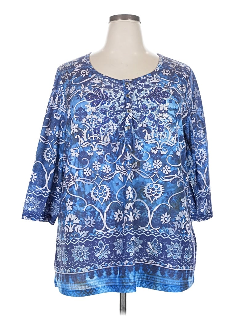 Pre-owned Avenue 3/4 Sleeve Blouse In Blue