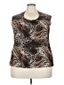 TanJay 100% Polyester Animal Print Brown Sleeveless Blouse Size 3X - photo 1