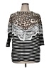 Celeste Animal Print Black Tan 3/4 Sleeve Top Size XL - photo 1