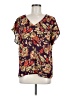 CAbi 100% Recycled Polyester Floral Purple Short Sleeve Blouse Size M - photo 1