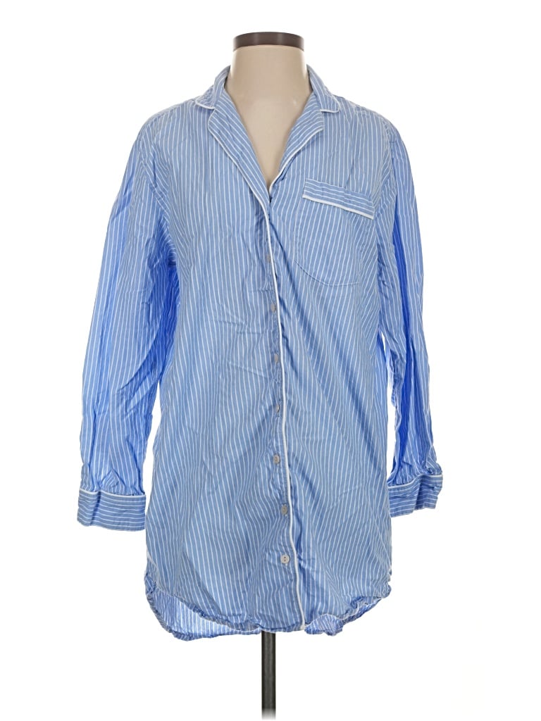 Pre-owned Gap Body Long Sleeve Button Down Shirt In Blue