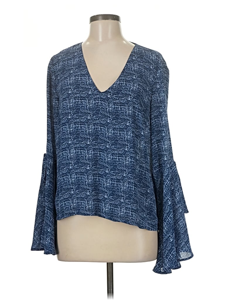Pre-owned Lush Long Sleeve Blouse In Blue