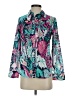 Talbots 100% Cotton Print Teal Long Sleeve Blouse Size XS - photo 1