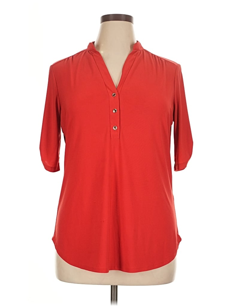 Pre-owned Perseption Concept 3/4 Sleeve Blouse In Red
