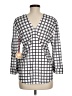 Buki 100% Polyester Checkered-gingham Gray 3/4 Sleeve Blouse Size M - photo 2