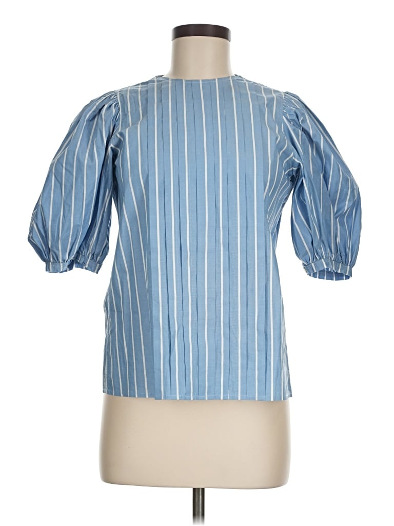 Pre-owned Sandro 3/4 Sleeve Blouse In Blue