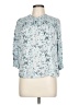 Rose & Thyme 100% Rayon Floral Blue 3/4 Sleeve Blouse Size L - photo 1