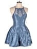 Free People 100% Polyester Metallic Blue Romper Size 6 - photo 1