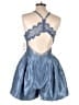 Free People 100% Polyester Metallic Blue Romper Size 6 - photo 2