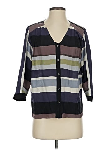Waverly Grey 3/4 Sleeve Silk Top (view 1)