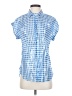 J.Crew Checkered-gingham Blue Short Sleeve Blouse Size 2 - photo 1