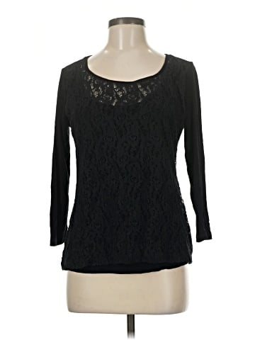 Black Saks Fifth Avenue 3/4 Sleeve Top (view 1)