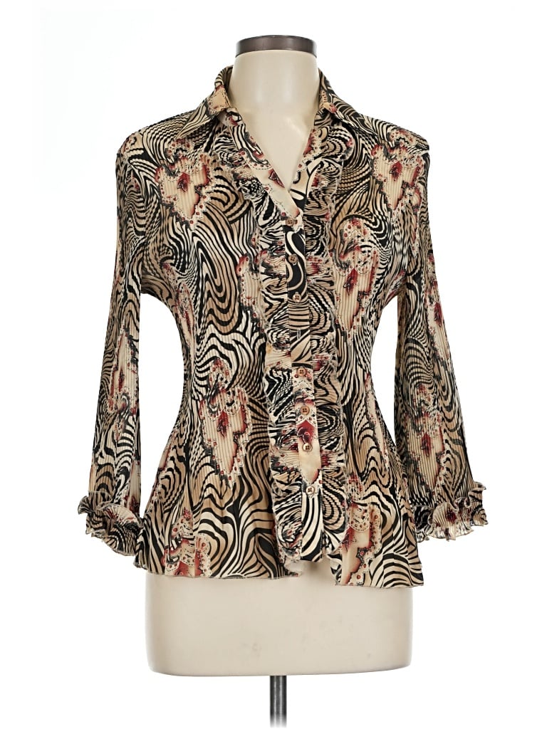 Pre-owned Sioni 3/4 Sleeve Blouse In Brown