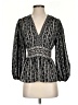 Max Studio 100% Polyester Print Silver 3/4 Sleeve Blouse Size XS - photo 1