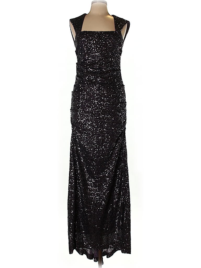 Nicole Miller 100% Polyester Metallic Dark Purple Cocktail Dress Size ...