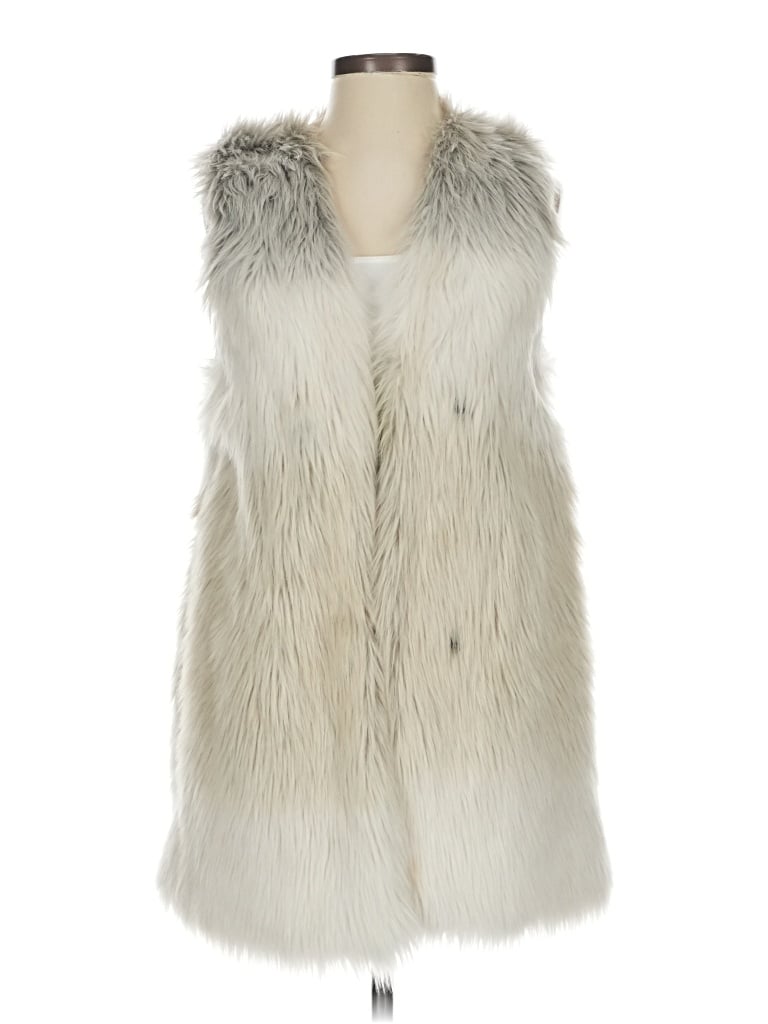 Pre-owned H&m Faux Fur Vest In White