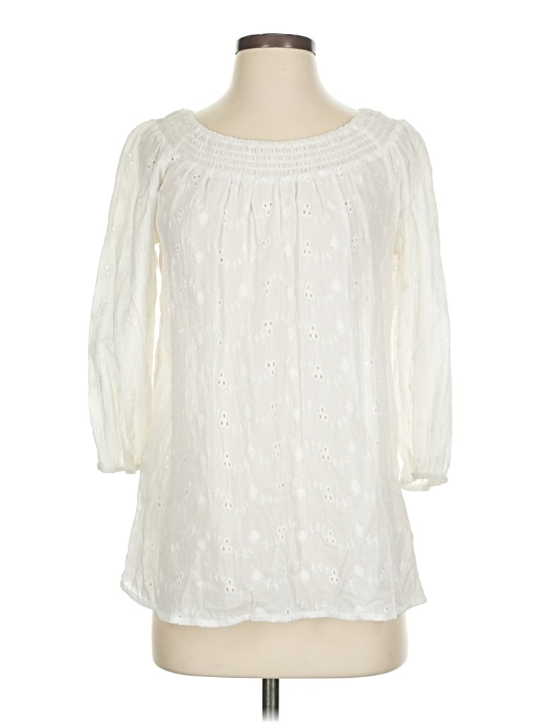 Pre-owned Faded Glory 3/4 Sleeve T-shirt In White