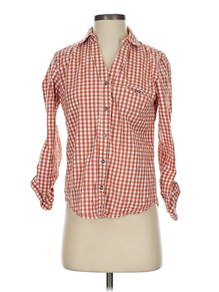 Pre-owned Kut From The Kloth 3/4 Sleeve Button Down Shirt In Orange
