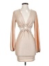 Main Strip Metallic Tan Cocktail Dress Size S - photo 1