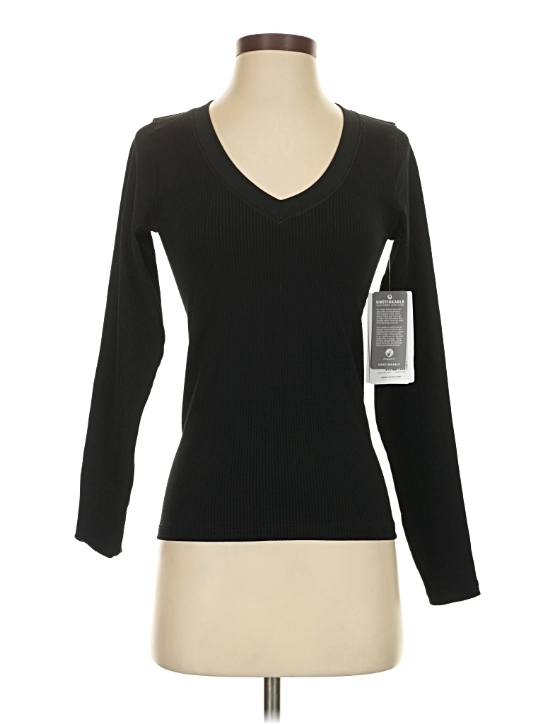 Pre-owned Athleta 3/4 Sleeve T-shirt In Black