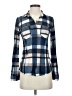 Assorted Brands 100% Polyester Plaid Blue Long Sleeve Blouse Size S - photo 1