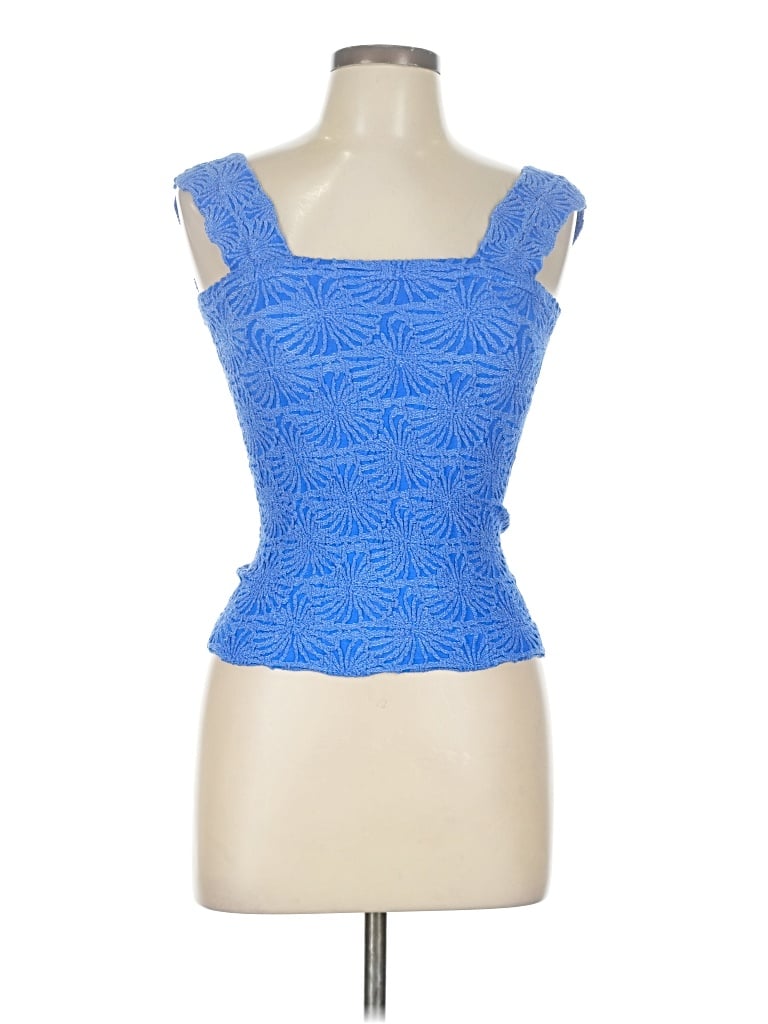 Pre-owned New Era Tank Top Blue Strapless Neckline Tops