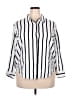 Emily Daniels Stripes White 3/4 Sleeve Button-Down Shirt Size 2X - photo 1