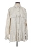 Max Studio Houndstooth Ivory Long Sleeve Button-Down Shirt Size S - photo 1