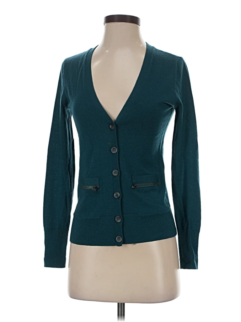 Pre-owned Halogen Wool Cardigan Sweater In Blue