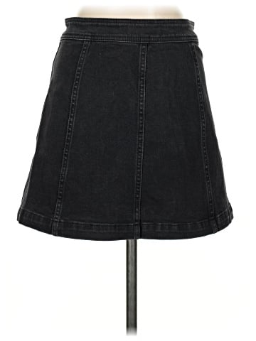 Madewell Stretch Denim A-Line Mini Skirt in Black Frost: Patch Pocket Edition (view 2)