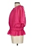 Ann Taylor 100% Polyester Solid Pink Short Sleeve Blouse Size L - photo 5