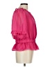 Ann Taylor 100% Polyester Solid Pink Short Sleeve Blouse Size L - photo 4