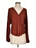 Left Coast by Dolan 100% Polyester Burgundy Brown Long Sleeve Blouse Size XS - photo 1
