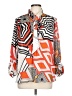 Jennifer Lopez 100% Polyester Print Orange Long Sleeve Blouse Size L - photo 1