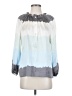 BCBGMAXAZRIA Color Block Gray Long Sleeve Silk Top Size S - photo 1
