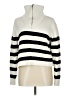 Kule 100% Cotton Stripes Ivory White Turtleneck Sweater Size L - photo 1