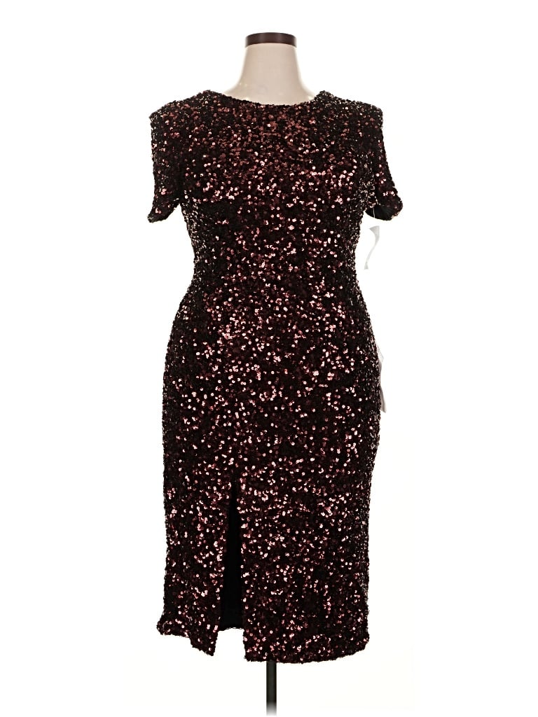 Dress the Population Cocktail Dress: Burgundy Stars Pattern Dresses - New - Size 2X-Large