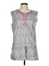 Tea 100% Cotton Gray Sleeveless Blouse Size L - photo 1
