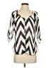 A'gaci Chevron-herringbone Silver White 3/4 Sleeve Blouse Size S - photo 1