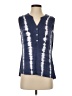 ANTIBES BLANC Blue Sleeveless Button-Down Shirt Size S - photo 1