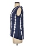 ANTIBES BLANC Blue Sleeveless Button-Down Shirt Size S - photo 5