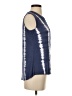 ANTIBES BLANC Blue Sleeveless Button-Down Shirt Size S - photo 4