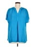 Jade 100% Polyester Blue Short Sleeve Blouse Size M - photo 1